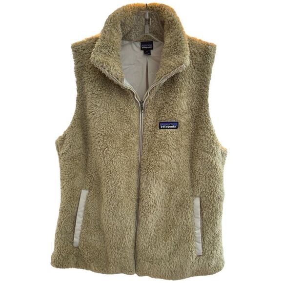 Patagonia Women's Fuzzy El Cap Khaki with Bleached Stone Zip-Up Vest Size Large - Picture 2 of 10